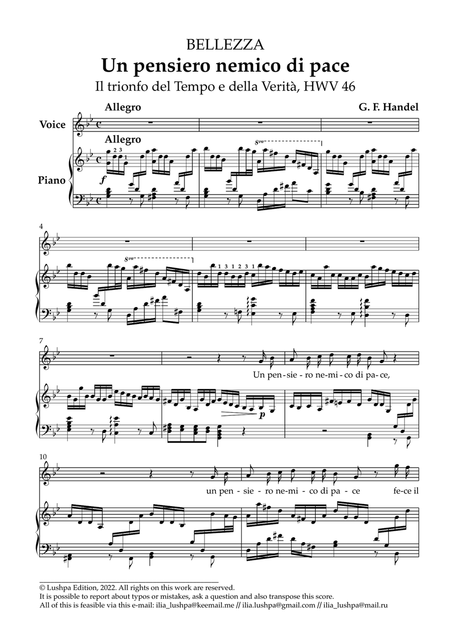 Un pensiero nemico di pace Piano, Vocal scores gallery preview page 3