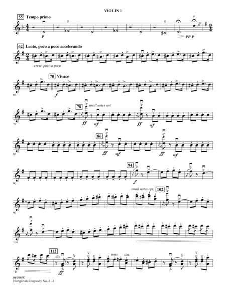 Hungarian Rhapsody No. 2 - Violin 1