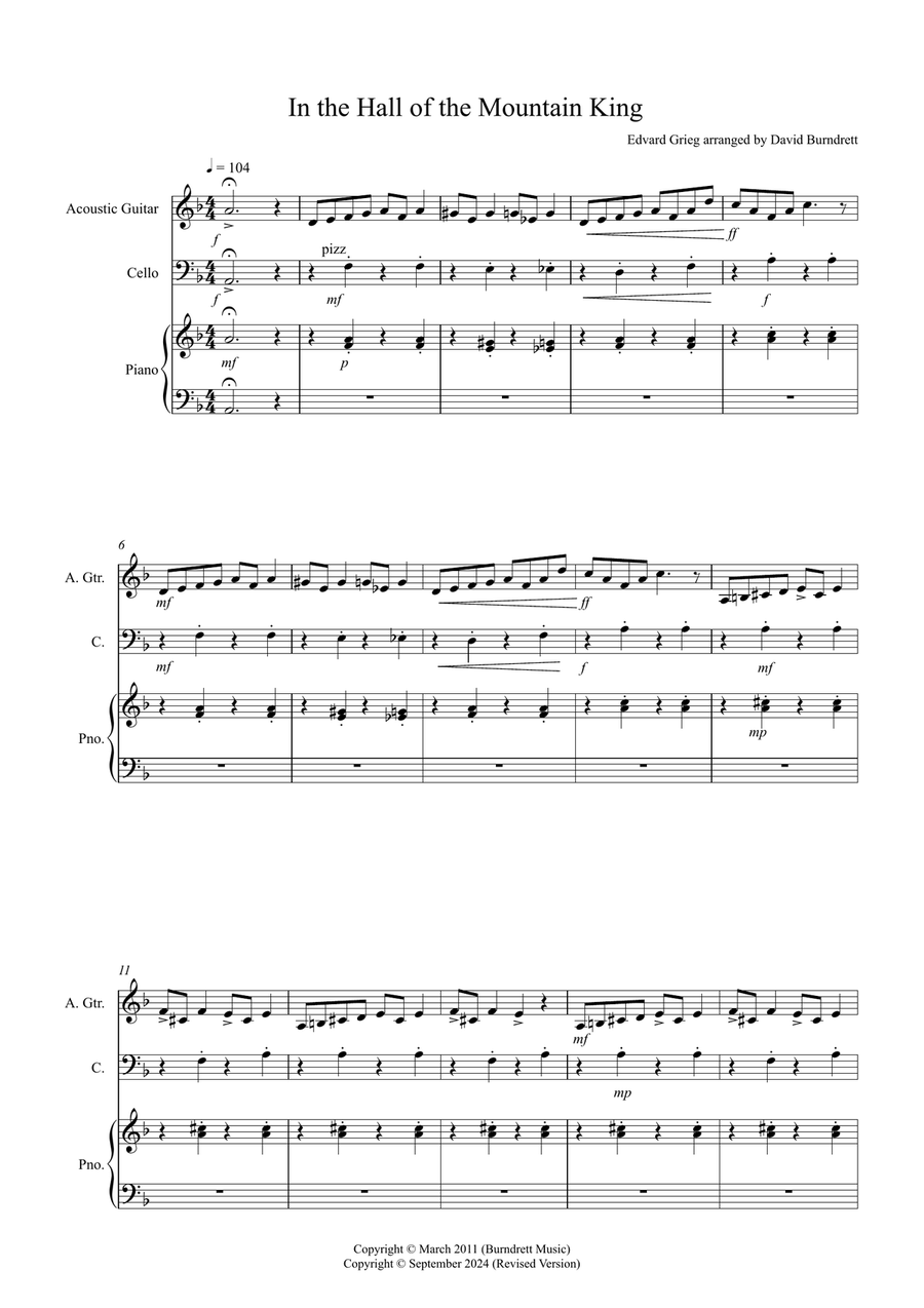 In the Hall of the Mountain King for Guitar and Cello Duet String Duet scores gallery preview page 1