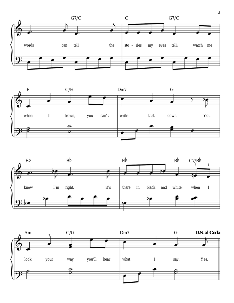 With One Look Easy Piano scores gallery preview page 3