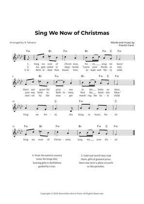 Sing We Now of Christmas (Key of F Minor)