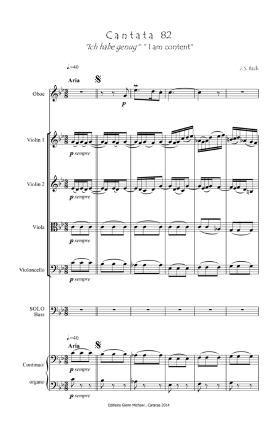 Cantata 82 for Bass voice & chamber orchestra Chamber Orchestra scores gallery preview page 2