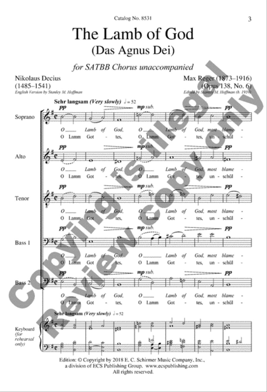 The Lamb of God (Das Agnus Dei) A Cappella scores gallery preview page 2