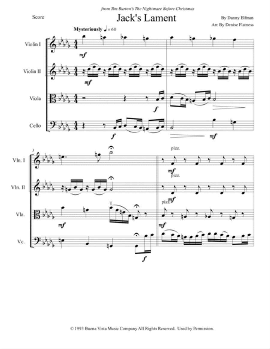 Jack's Lament String Quartet scores gallery preview page 2