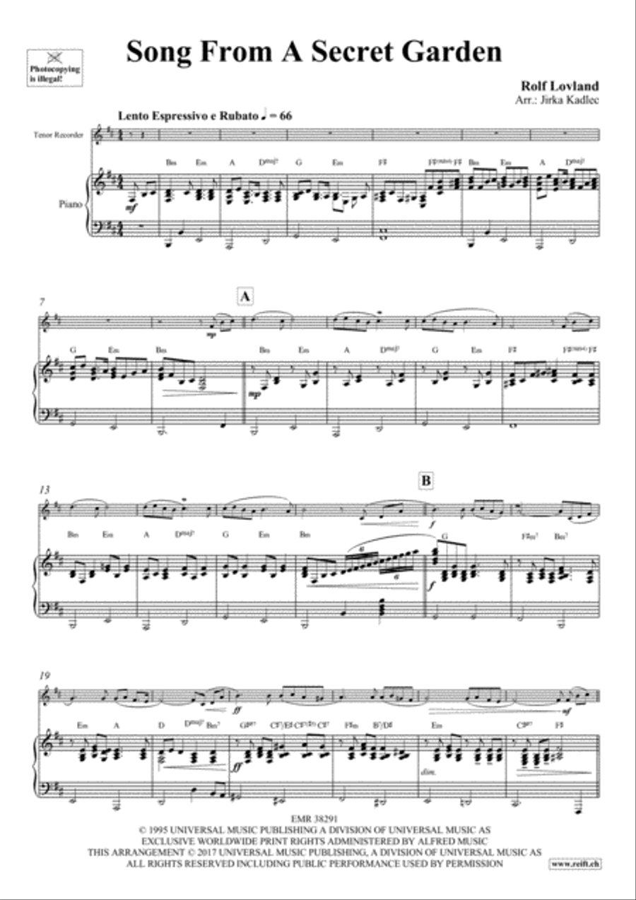 Song From A Secret Garden Tenor Recorder scores gallery preview page 3