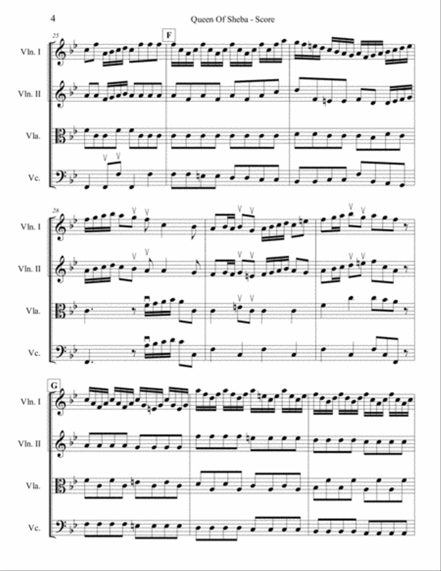 Queen Of Sheba for String Quartet String Quartet scores gallery preview page 4