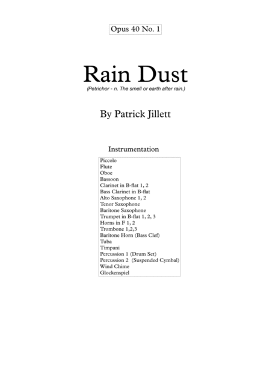 Rain Dust (n. The smell or earth after rain.) image number null