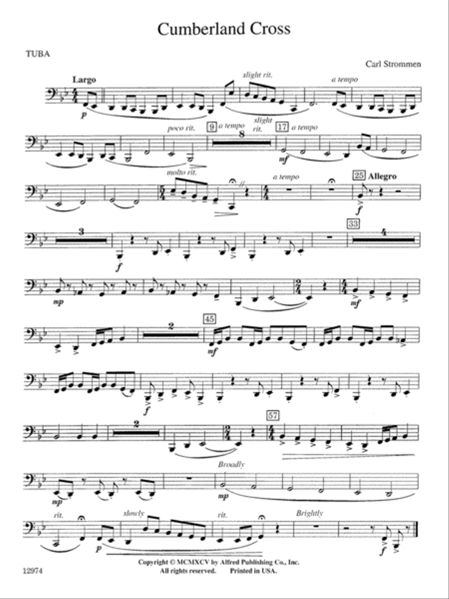 Cumberland Cross: Tuba Concert Band scores gallery preview page 1