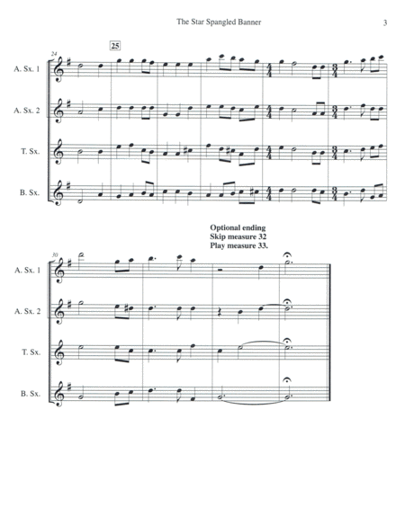 The Star Spangled Banner for Saxophone Quartet image number null
