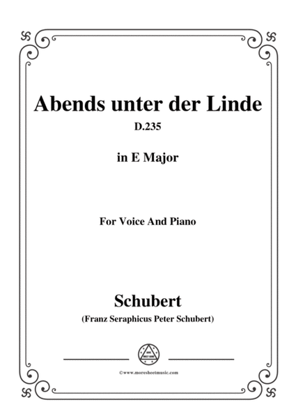 Schubert-Abends unter der Linde,D.235,in E Major,for Voice&Piano image number null