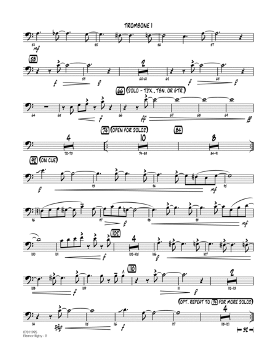 Eleanor Rigby - Trombone 1 Jazz Ensemble scores gallery preview page 2