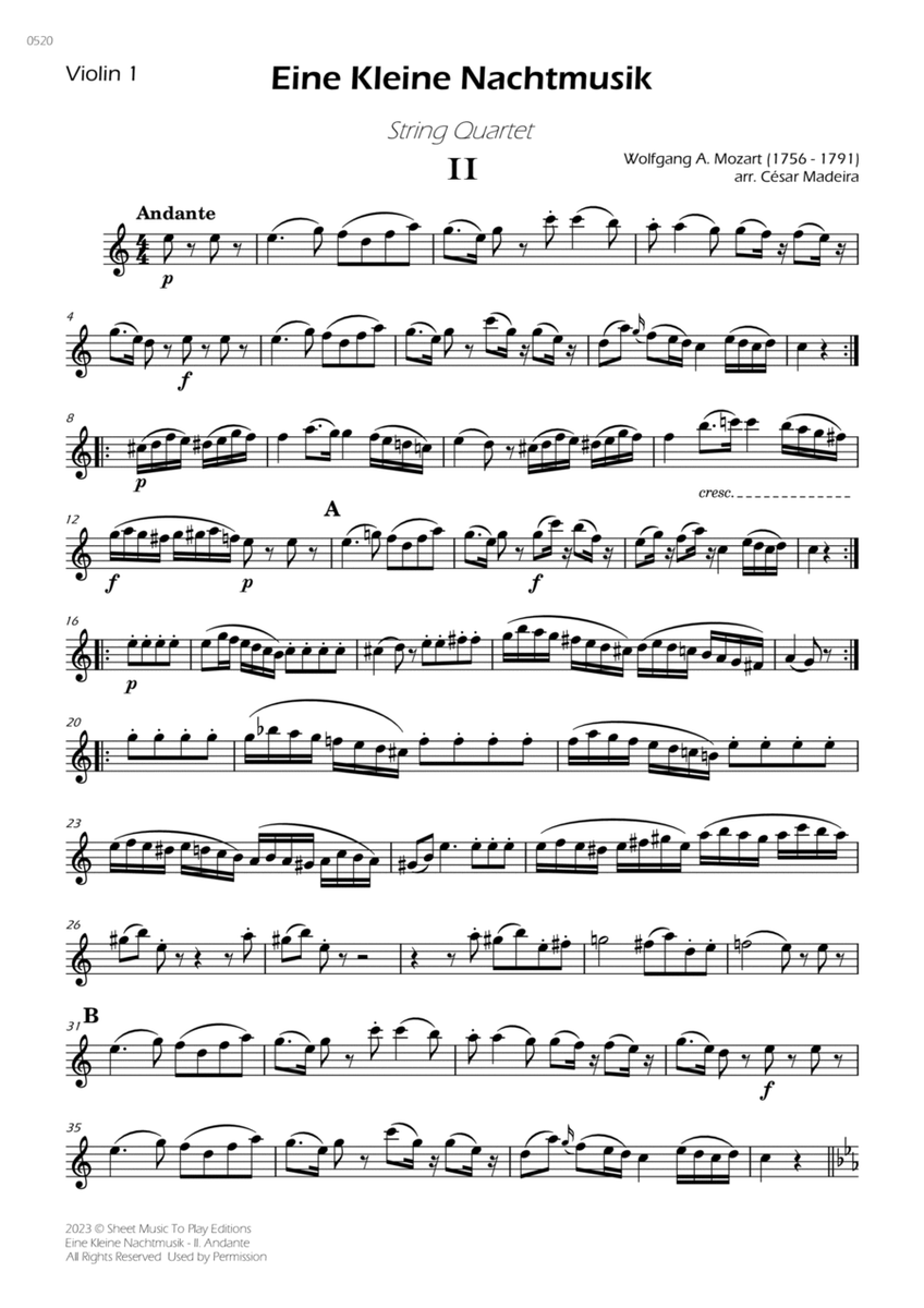Eine Kleine Nachtmusik (2 mov.) - String Quartet (Individual Parts) image number null