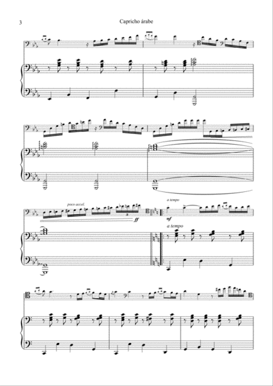Capricho arabe/Capricho árabe for cello and piano Piano scores gallery preview page 4