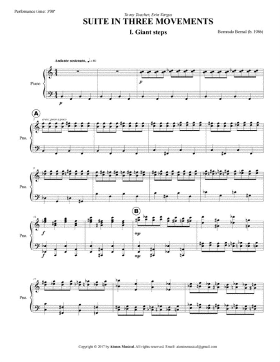 Suite in three movements - for Piano Solo Piano Solo scores gallery preview page 3