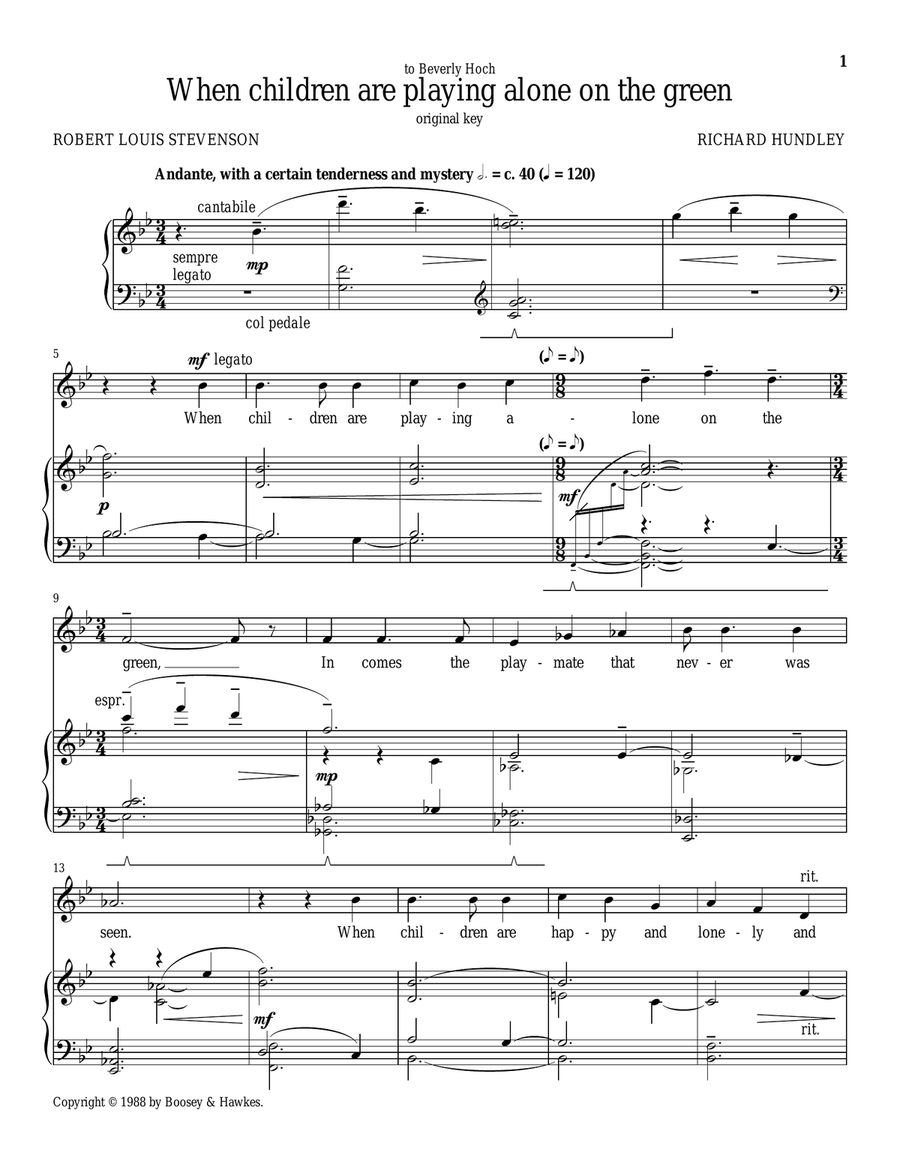 When Children Are Playing Alone On The Green Soprano Voice scores gallery preview page 1