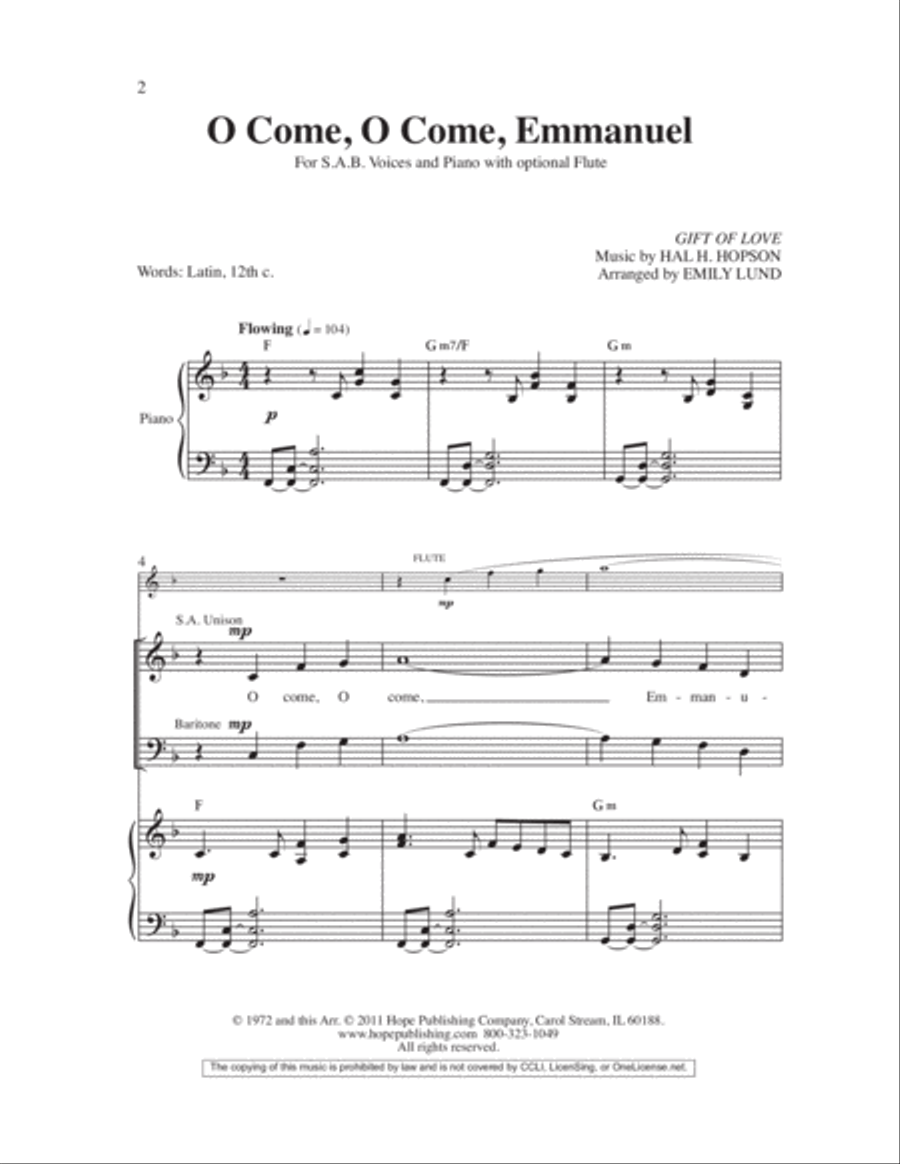O Come, O Come, Emmanuel 3-Part scores gallery preview page 2