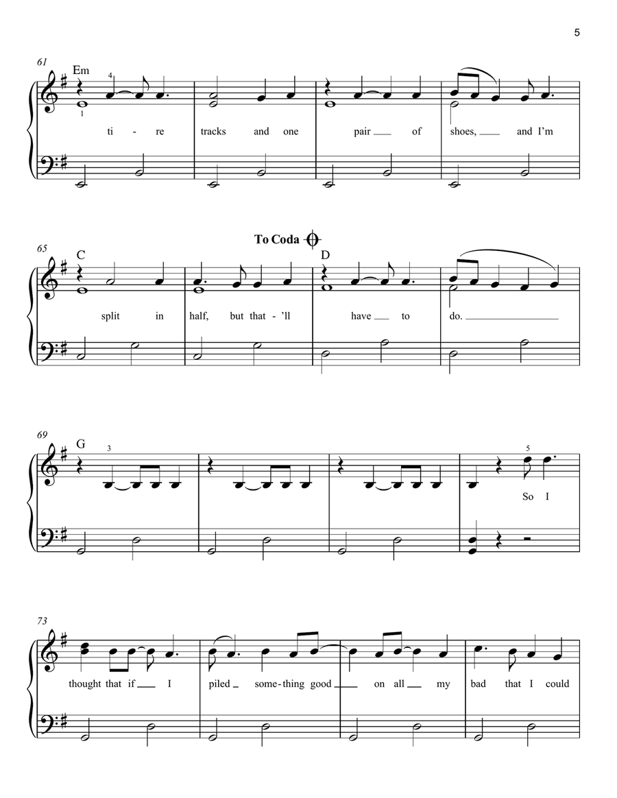 Stick Season Stick Season Easy Piano scores gallery preview page 5