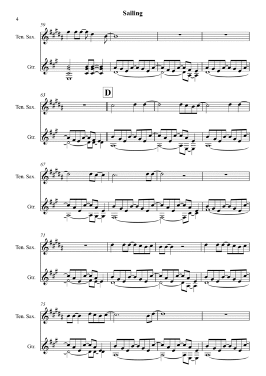 Sailing Tenor Saxophone scores gallery preview page 4