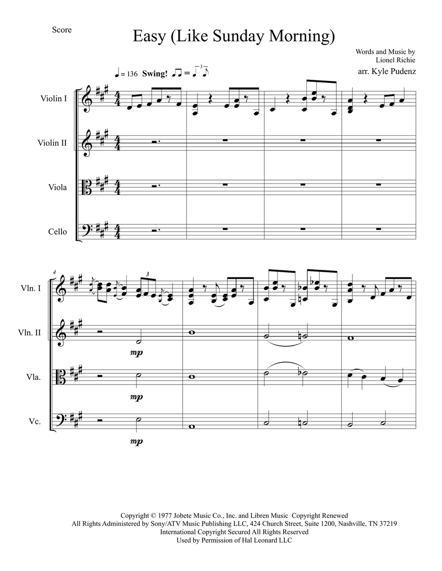 Easy String Quartet scores gallery preview page 1
