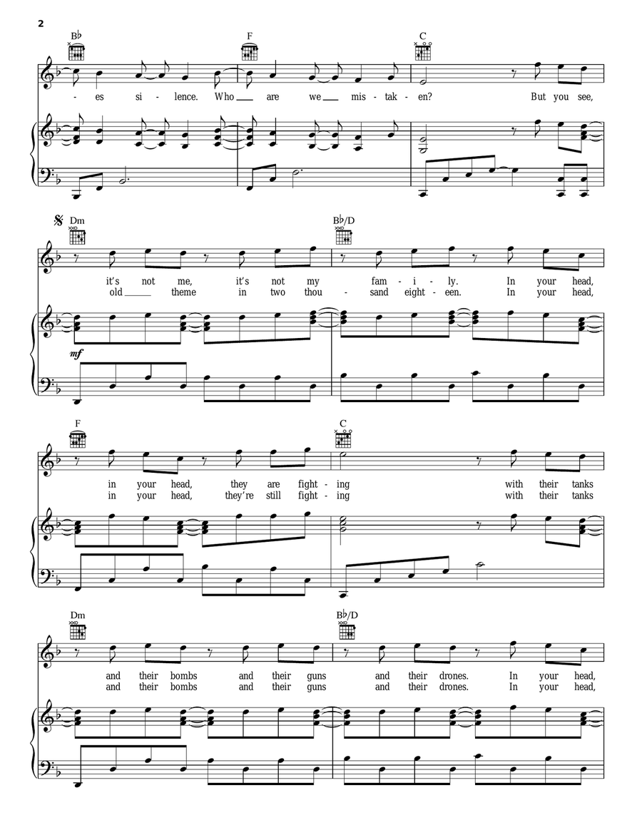Zombie Piano, Vocal, Guitar scores gallery preview page 2