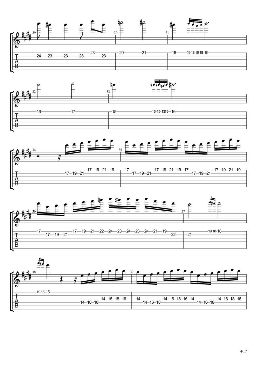 Moonlight Sonata C# Minor 3rd Movement solo Classical Guitar scores gallery preview page 4