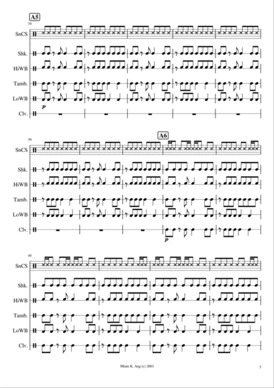 Grooving, Suite for Six Percussionists Percussion Ensemble scores gallery preview page 3
