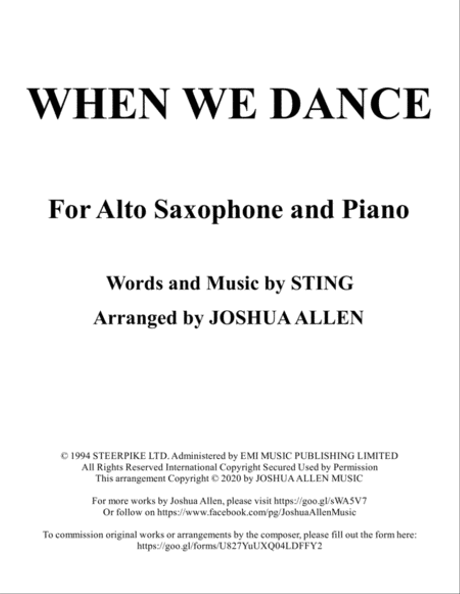 When We Dance Alto Saxophone scores gallery preview page 1