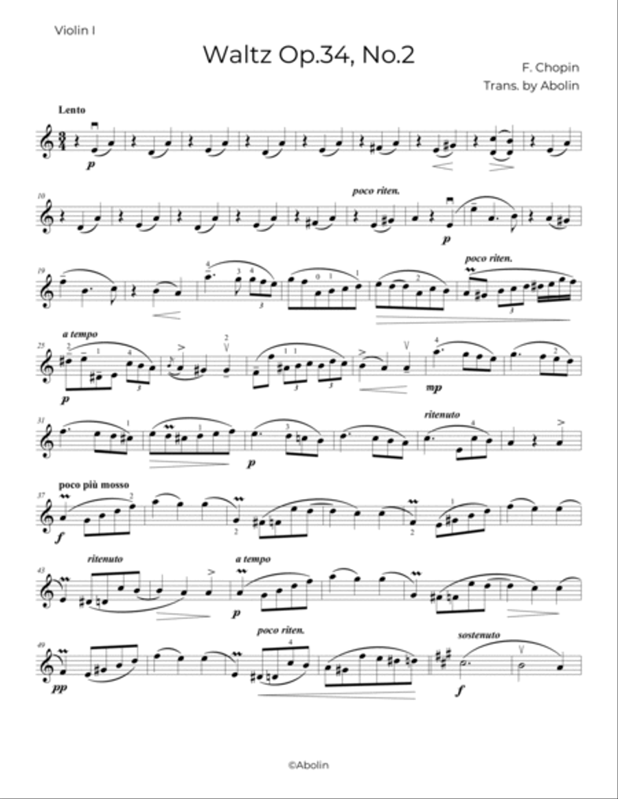 Chopin Waltz Collection for String Quartet String Quartet scores gallery preview page 3