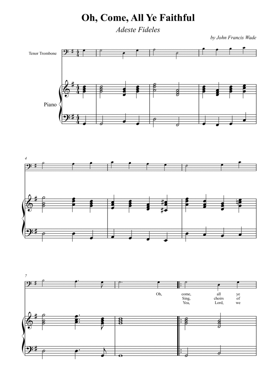 Oh, Come, All Ye Faithful (Adeste Fideles) Piano scores gallery preview page 1