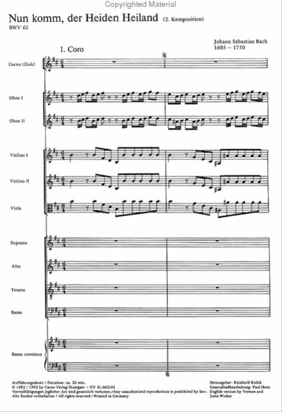 Now come, the nation's Saviour (Nun komm, der Heiden Heiland) 4-Part scores gallery preview page 2