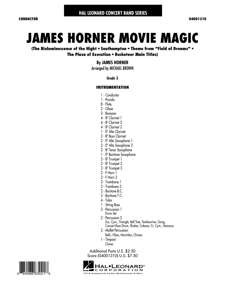 James Horner Movie Magic - Full Score Concert Band scores gallery preview page 1