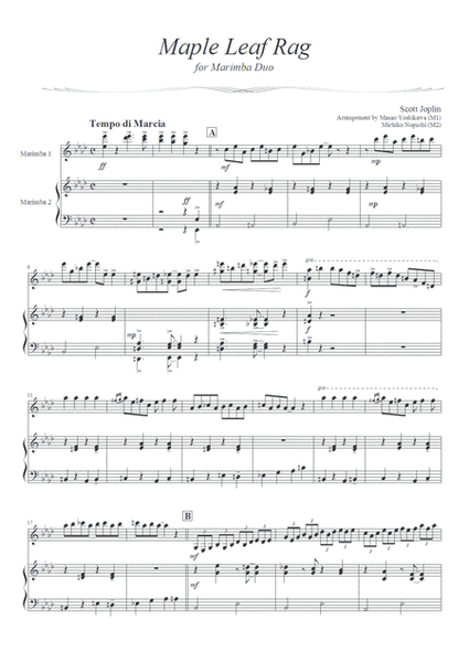 Maple Leaf Rag by Scott Joplin Percussion - Digital Sheet Music