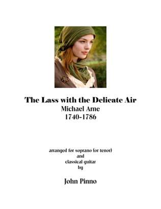 Book cover for The Lass with the Delicate Air (Michael Arne) arranged for soprano (tenor) and classical guitar