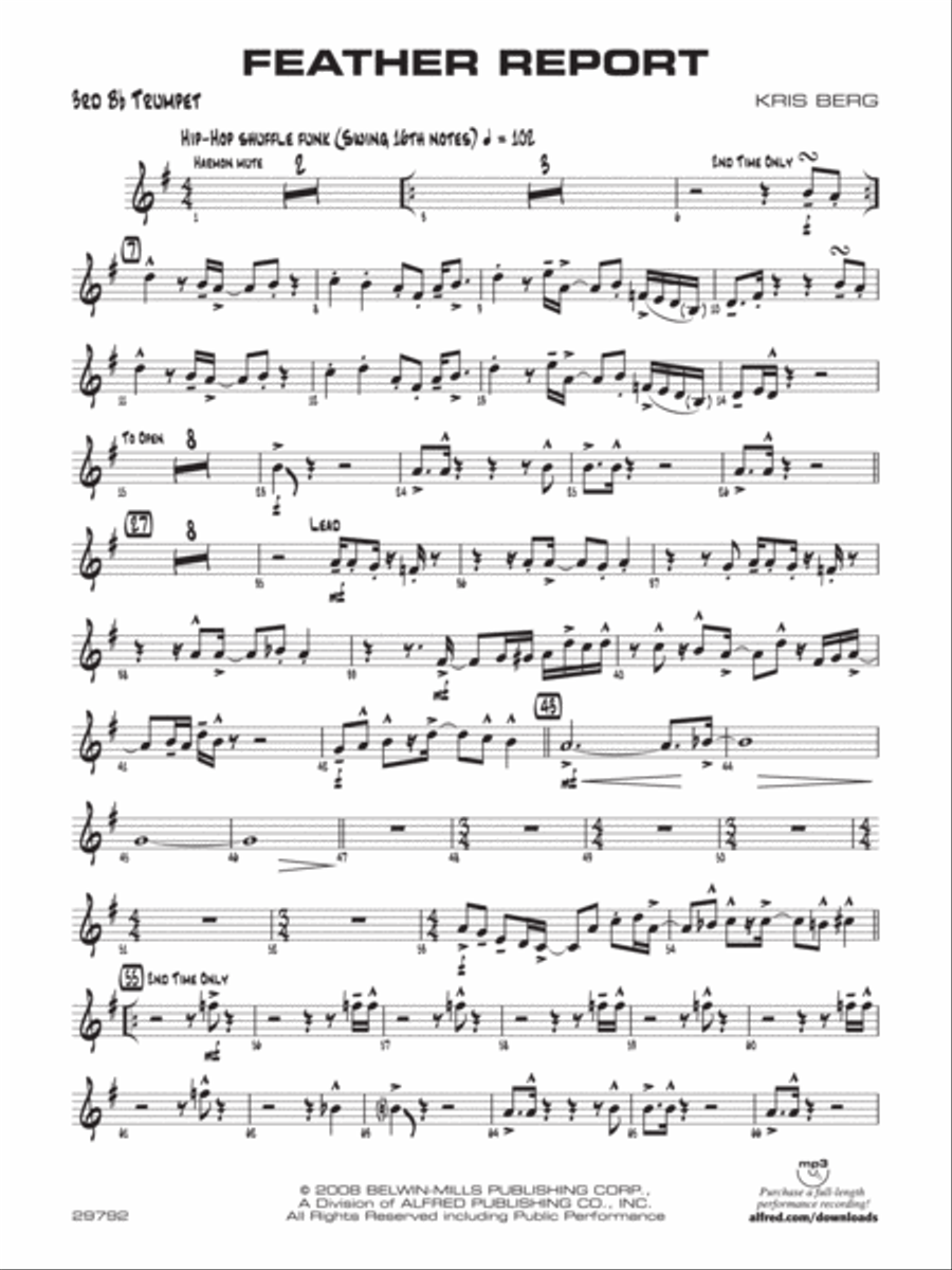 Feather Report: 3rd B-flat Trumpet Jazz Ensemble scores gallery preview page 1