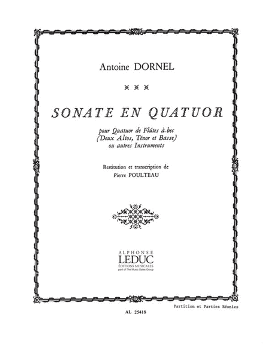 Sonate En Quatuor (recorders 4) Recorder - Sheet Music