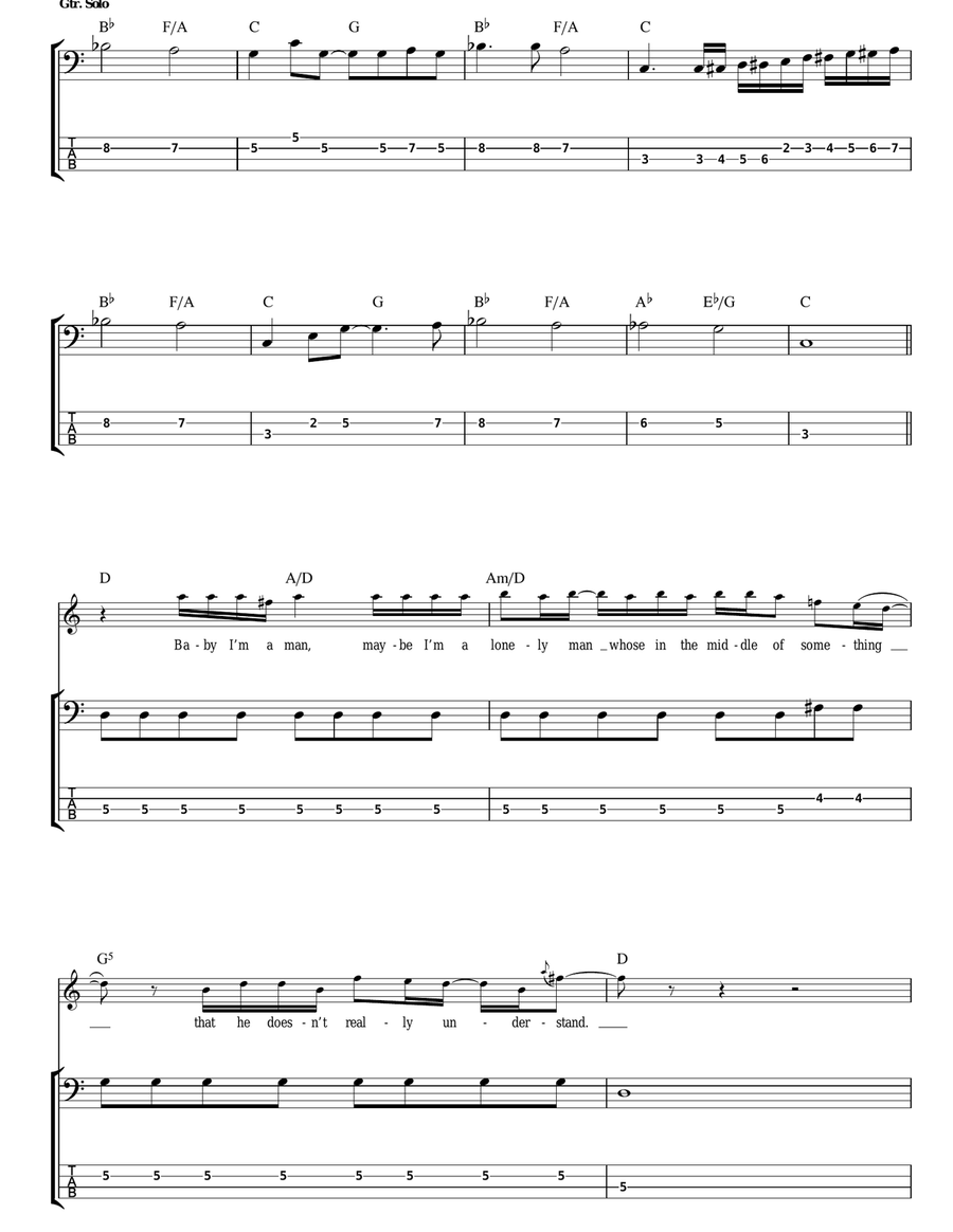 Maybe I'm Amazed Bass Guitar Tablature scores gallery preview page 3