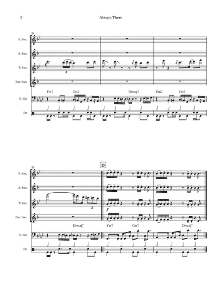 Always There Saxophone Quartet scores gallery preview page 5