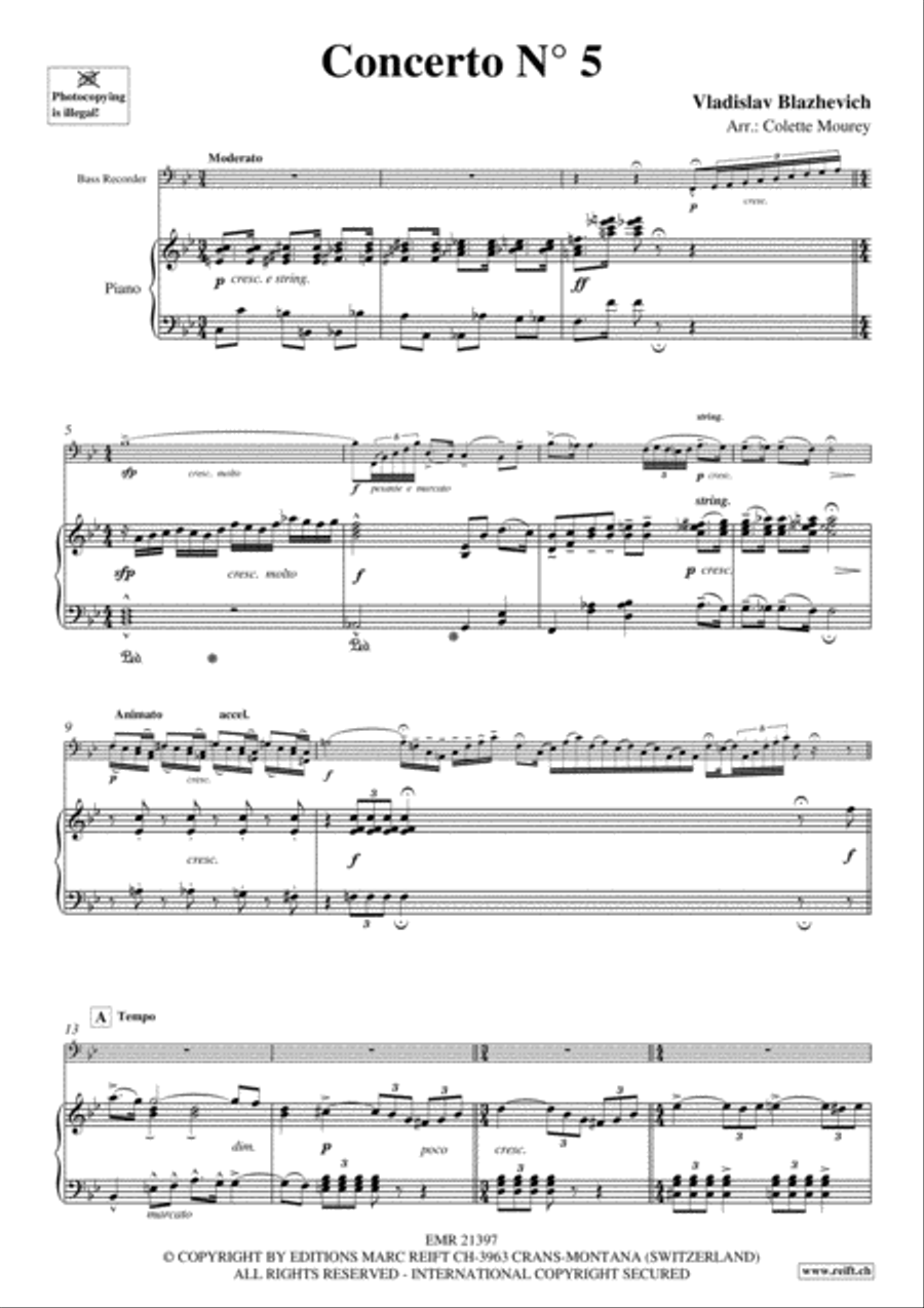 Concerto No. 5 Concerto No. 5 Bass Recorder scores gallery preview page 3