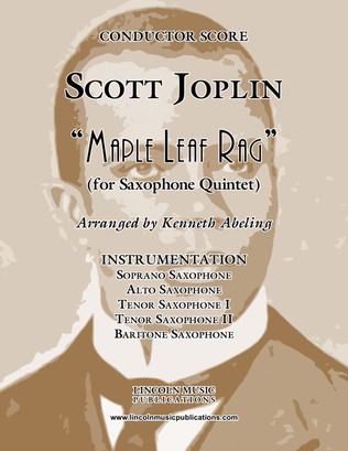 Book cover for Joplin - “Maple Leaf Rag” (for Saxophone Quintet SATTB)
