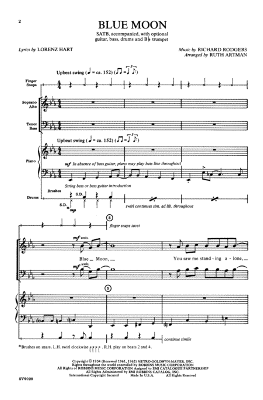 Blue Moon Blue Moon Choir scores gallery preview page 1