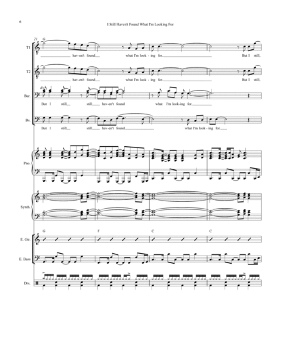 Still Haven't Found What I'm Looking For Small Ensemble scores gallery preview page 6