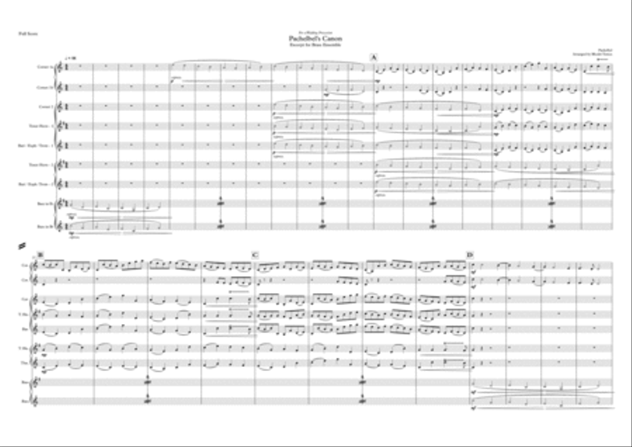 Pachelbel's Canon : excerpt for a wedding procession. Brass Ensemble scores gallery preview page 1