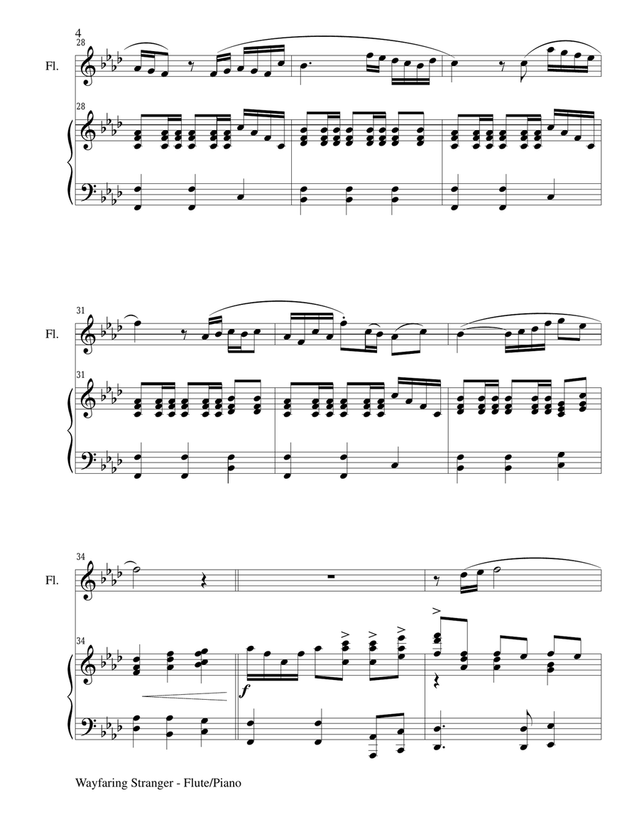 WAYFARING STRANGER (Flute/Piano and Flute Part) Flute scores gallery preview page 4