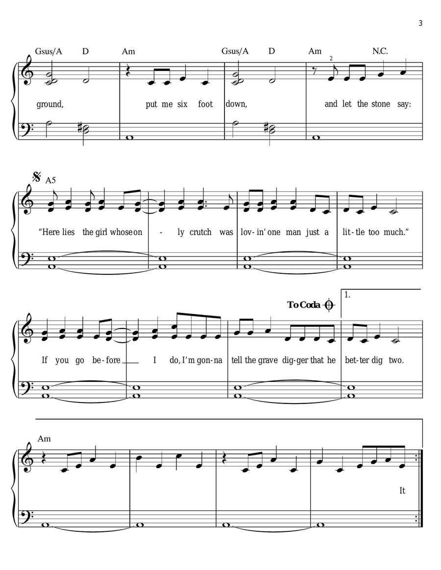 Better Dig Two Easy Piano scores gallery preview page 3