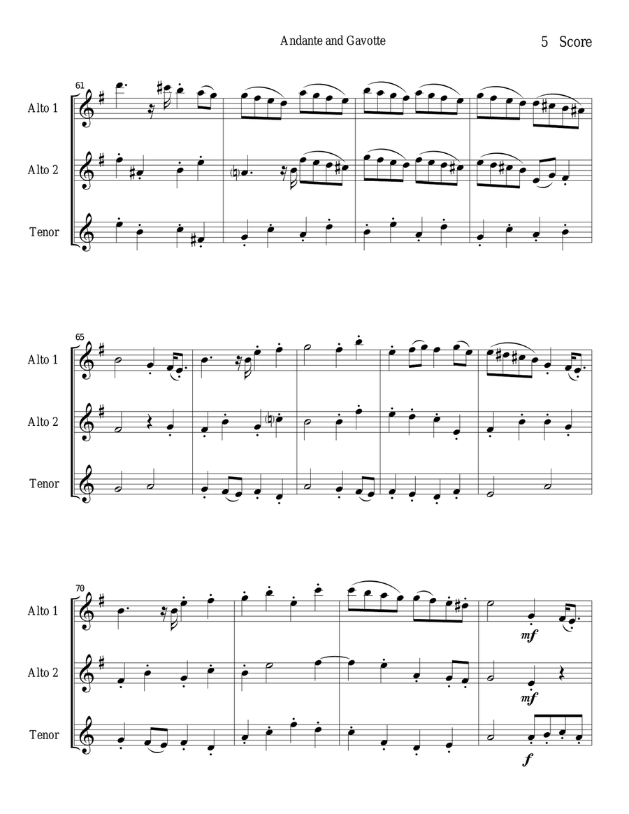 Andante and Gavotte by William Boyce for Saxophone Trio Woodwind Trio scores gallery preview page 5