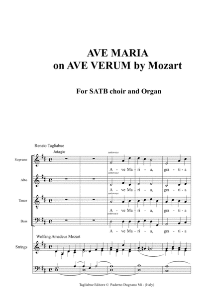 AVE MARIA - Tagliabue, on AVE VERUM by Mozart - SATB Choir and Organ image number null