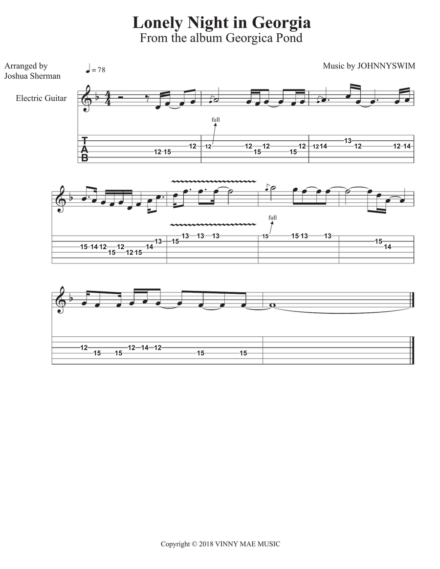 Lonely Night In Georgia Lonely Night In Georgia Acoustic Guitar scores gallery preview page 1