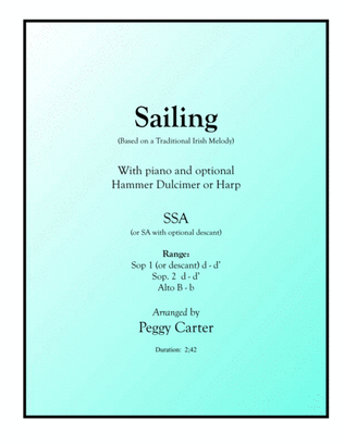 Sailing SSA with piano and optional Hammer Dulcmer or Harp