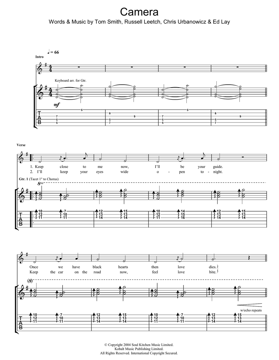 Camera Guitar Tablature scores gallery preview page 1