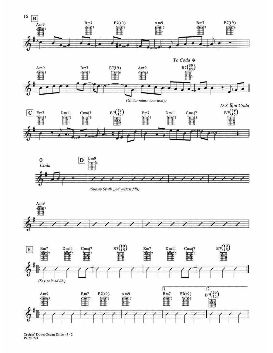 Cruisin' Down Ocean Drive Electric Guitar scores gallery preview page 2